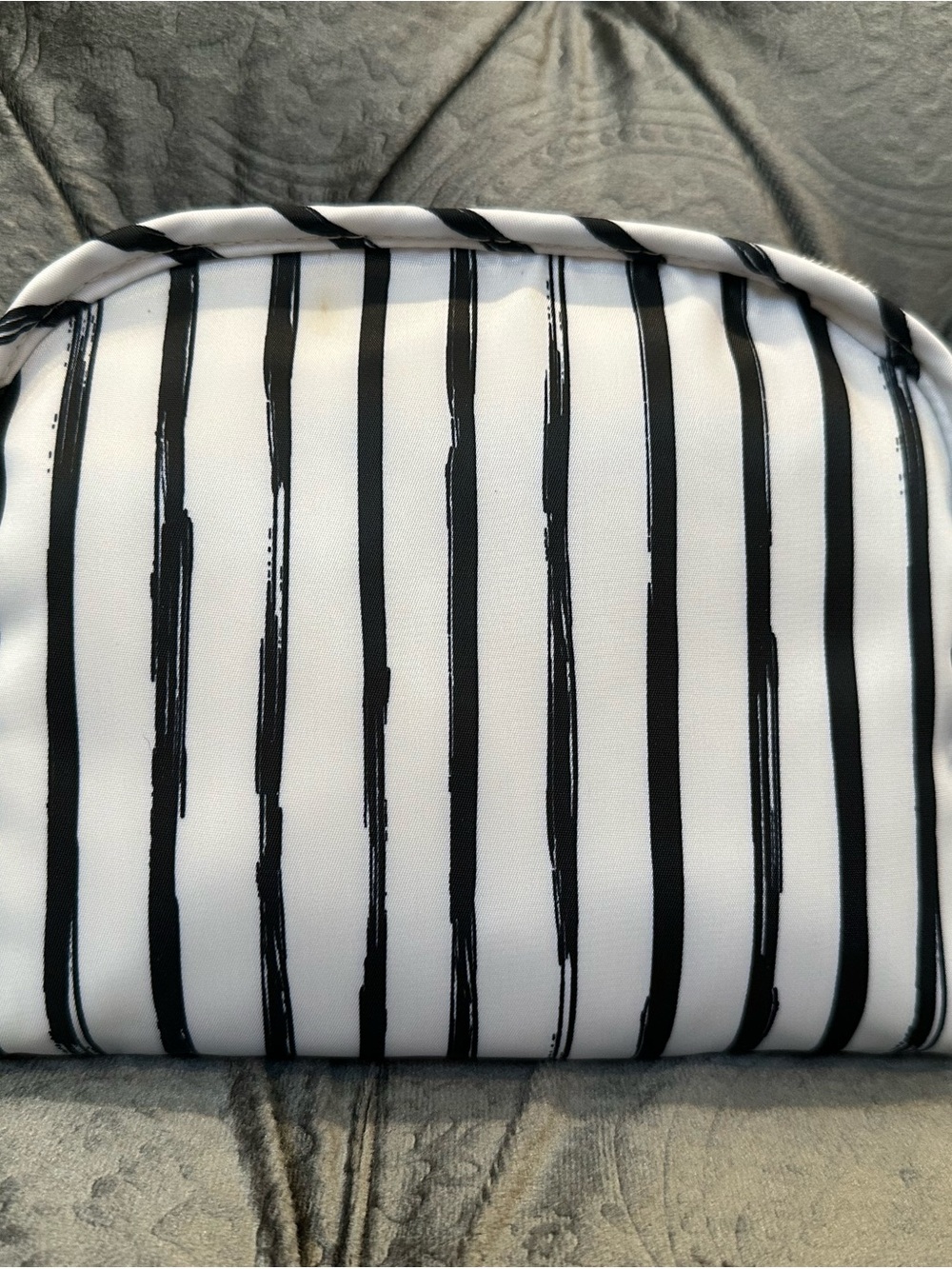 Black & White Striped Cosmetic Pouch